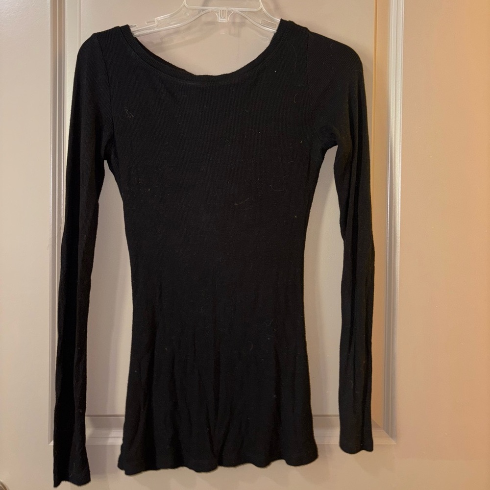 INC International Concepts Black Long Sleeve Top